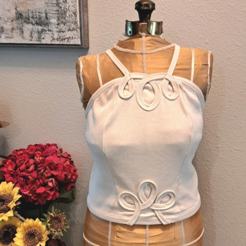 Anthropologie Forever That Girl Tie Back Scroll Top - Size L - NWT
